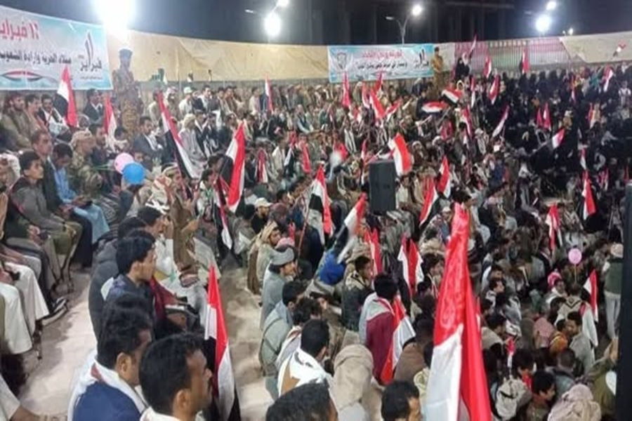 شباب الثورة يوقدون شعلة فبراير في مأرب وسط حفل جماهيري حاشد